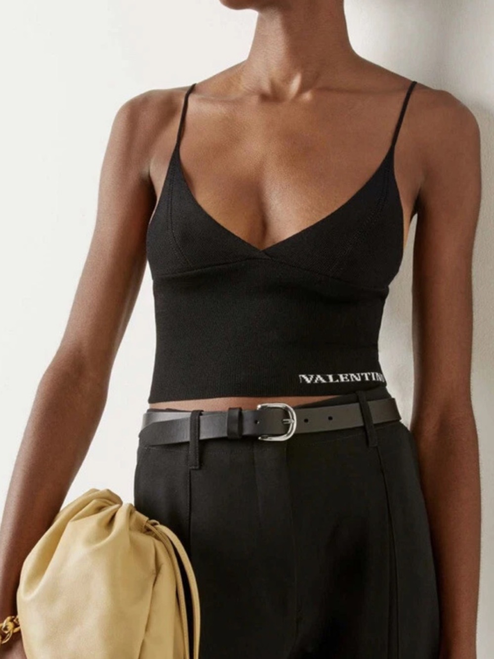Valentino Logo-detailed knit bralette crop top
